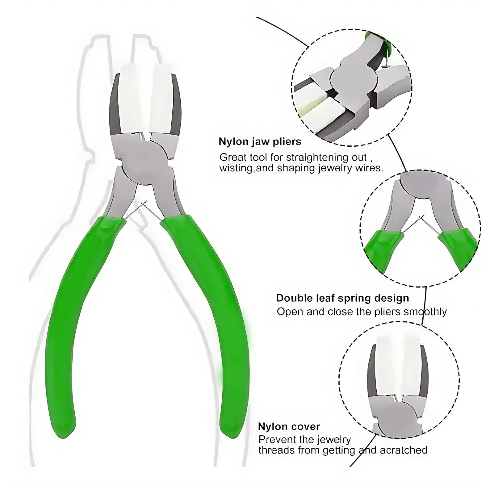 Nylon Alicates de Punta Plana, Mini Alicates Joyería Mandíbulas Nailon Doble de Acero Al Carbono, Tenazas Pequeños Herramientas Manuales para Abalorios, dar Forma a Alambre, Fabricación