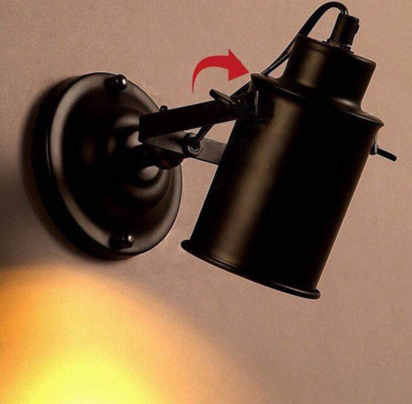 WXKAGF Lampade da Parete Industriali Nere con Interruttore, Lampade da Parete Vintage retrò per Camera da Letto con Spina, Lampada da Parete E27 per Interni Soggiorno con Cavo da 1,8 m e Illuminazione