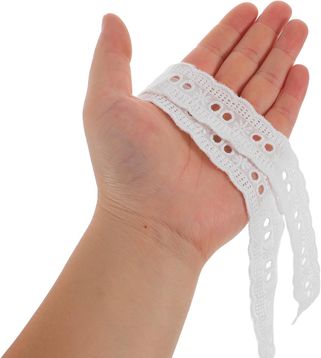 Floral Embroidery Lace Trim White Cotton for Sewing DIY Crafts