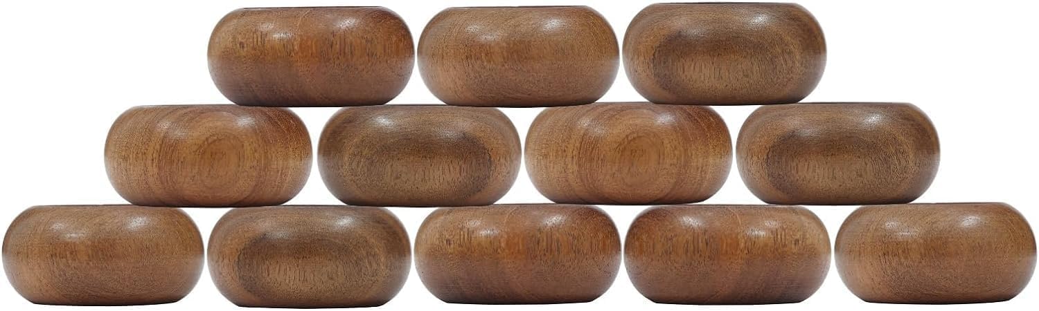 Napkin Holder Set of 12 Natural Dark Brown Napkin Ring for Dinning Table Décor Black Holder Set for Dinner Table Decoration- Napkin Ring for Home and Kitchen Décor