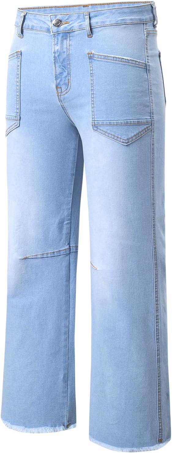 SHEWIN Straight Leg Jeans for Women High Waisted Stretchy Jeans Wide Leg Ankle Denim Pants with Pockets - Image 4