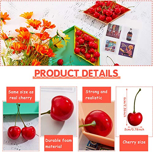 Fake Cherries Artificial Cherry Decorations Simulation Cherries Fruit Cherries Fruit Cherry Fake Fruit Model For Party Decor Home Kitchen Cabinet Photography Prop Cognitive Toy (80 Pieces) #TOP1