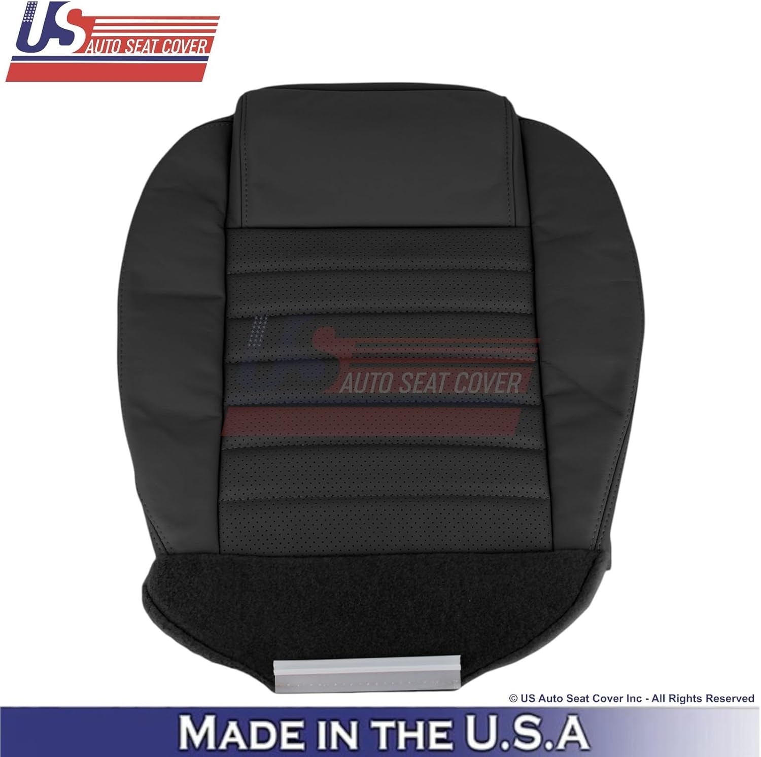 2005-2009 fits Ford Mustang Genuine Leather Perf. Passenger Bottom Seat Cover Blk