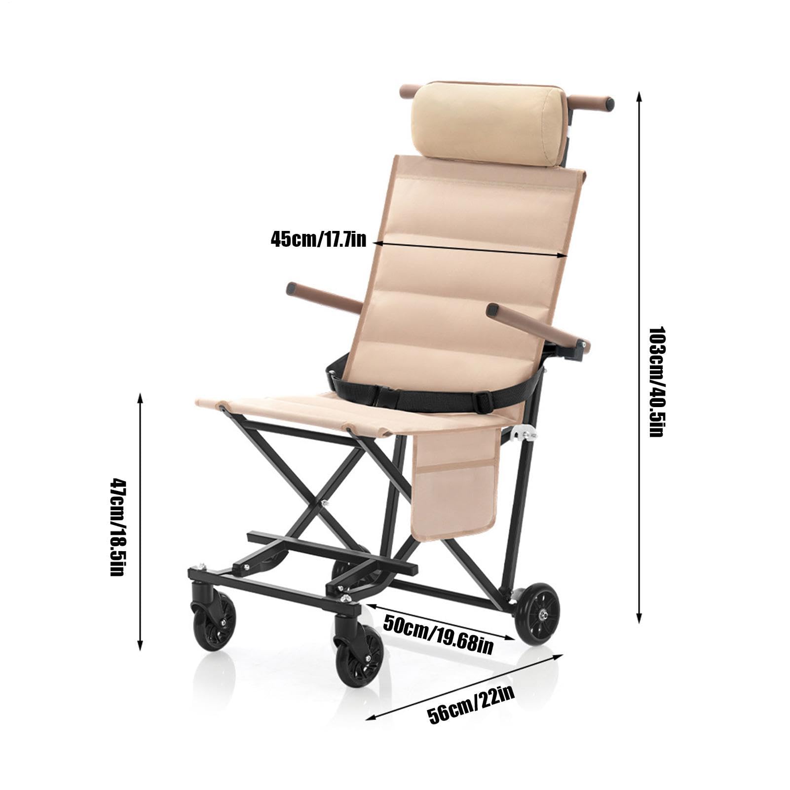 Sillas De Transporte Para Mayores Soporte Movilidad para Acostarse y | Alta Capacidad De Carga Plegable Y Ligera Silla Para Transporte para Niños, Personas Mayores, Discapacitados, Exteri