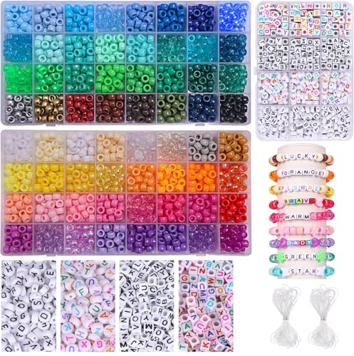 Pony Beads, 2300 Hair Beads, 1600 pcs Friendship Bracelet Making Kit, 700 Letter Beads for Bracelet Making, Craft Bracelet Beads, Kandi Beads Colourful Beads Easy to Learn DIY Craft Making Kit