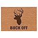 Buck Off Deer Head Hunting Funny Doormat Brown Natural Coir Rectangular Front Entry Non Slip Door Mat (16 in. x 24 in.)