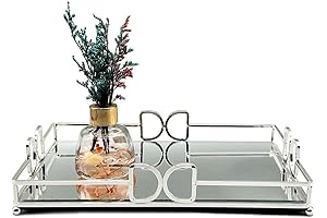 Large Vanity Tray - Sophisticated Premium and Modern Silver Glass Tray