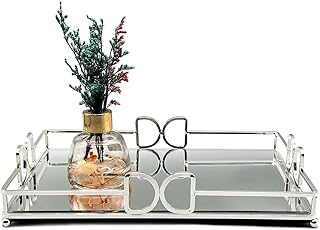 Decorative Tray, Bright Silver, Modern Premium Feeling Perfume Tray, Lux...
