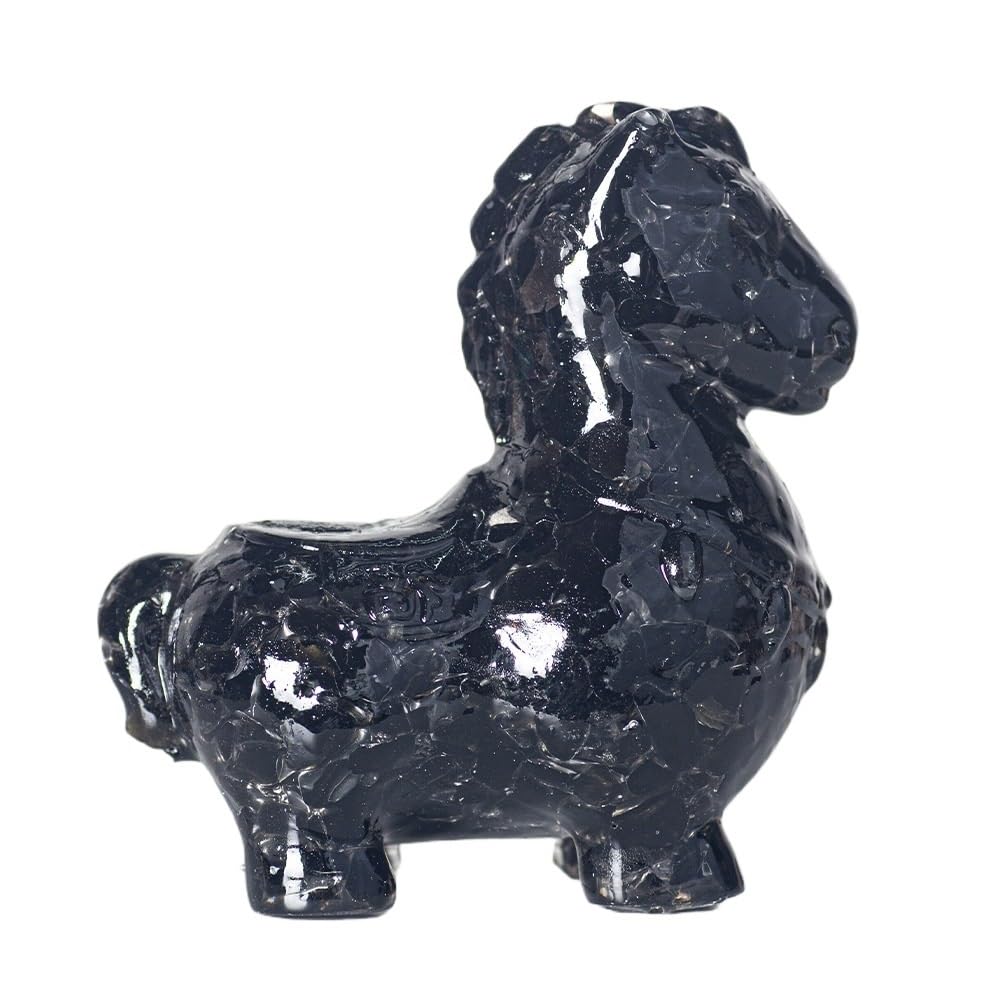 HUFFA Elegant Desktop Ceramic Horse Figurine Ornament - Natural Crystal & Resin Decorative Piece
