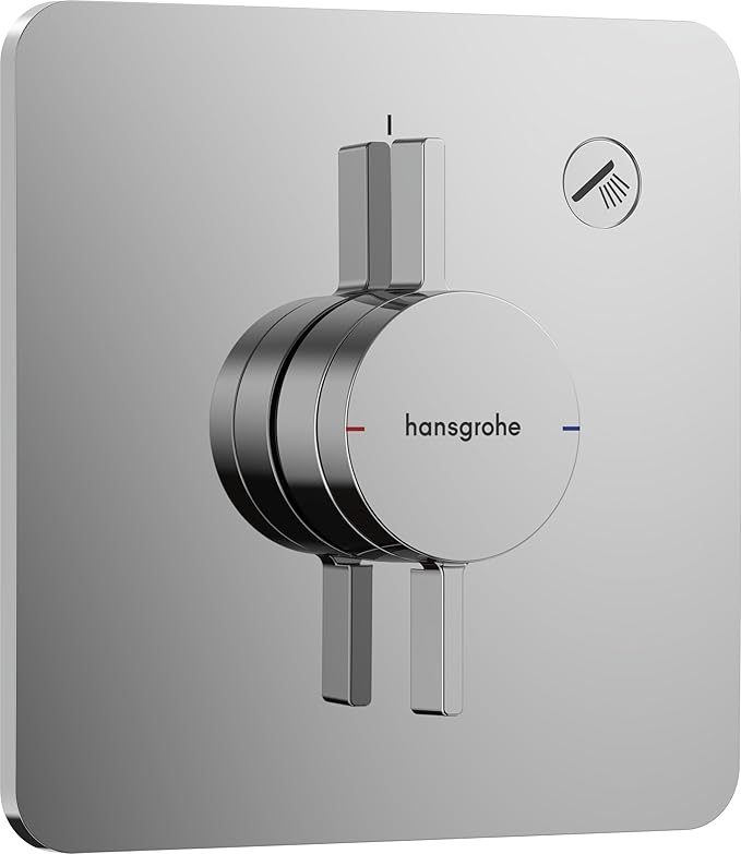 hansgrohe DuoTurn Q, grifo de ducha empotrado para 1 función, grifo monomando ducha, mezclador monomando de ducha para iBox universal 2, cromo