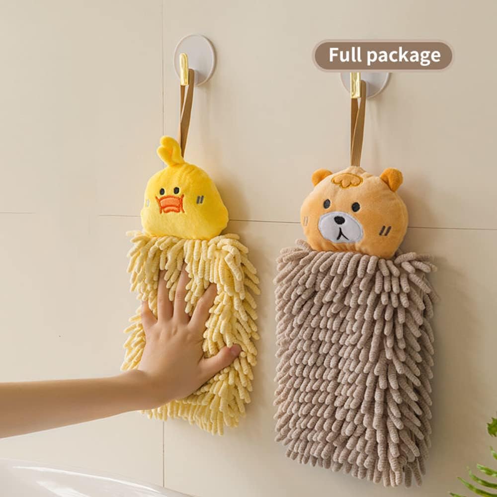 Chenille Hand Towel, Hanging Hand Towels for Kitchen with Loop,Bathroom Hand Towels Hanging, Absorbent Microfiber Drying Puff, Thick Kids Hand Dry Towels (Lovely 4)