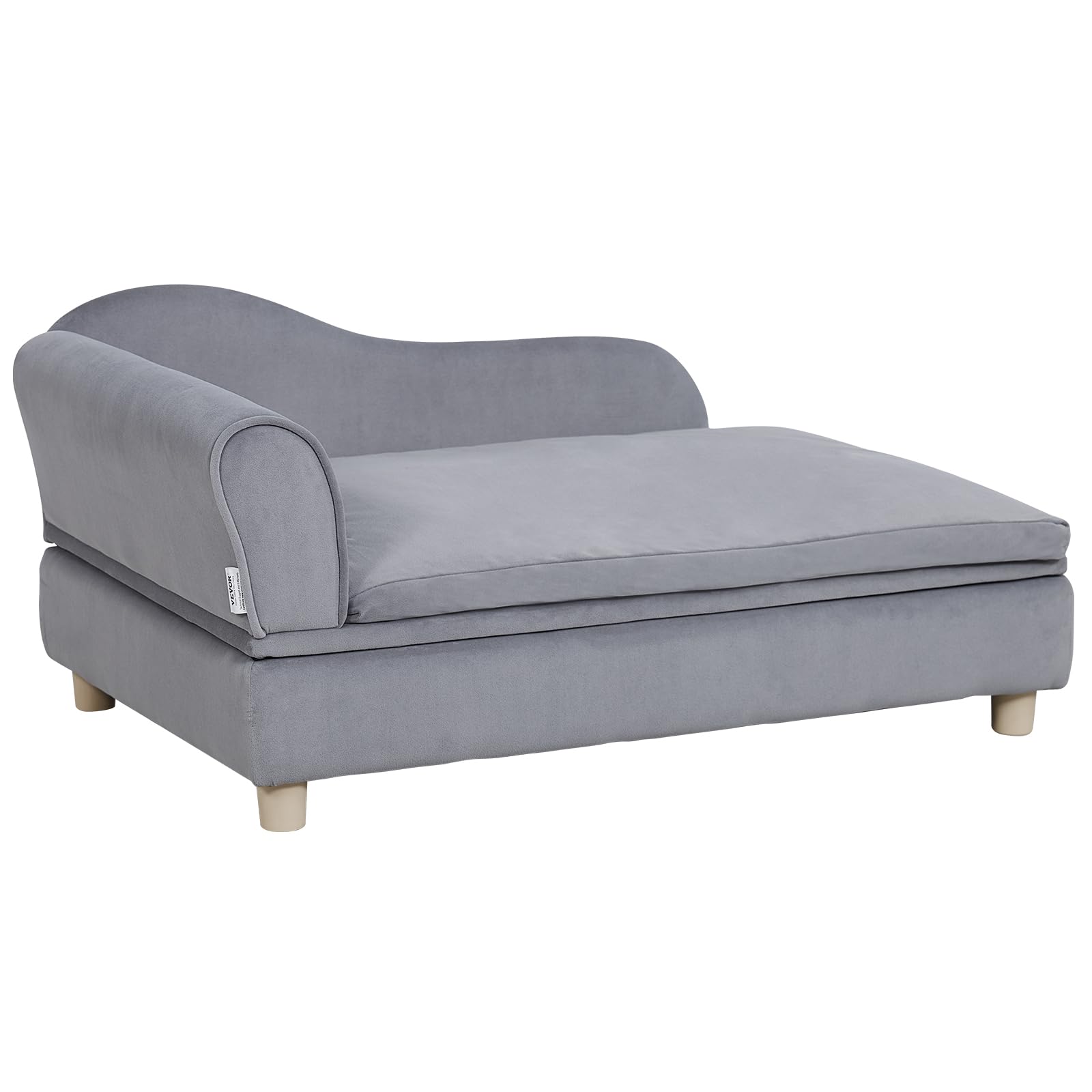 VEVOR Canapé pour animal de compagnie, panier pour chien de grande taille et chat, canapé-lit pour chiens en velours doux, canapé pour chats avec capacité de charge de 50 kg, gris, 91 x 58,5 x 41,5 cm