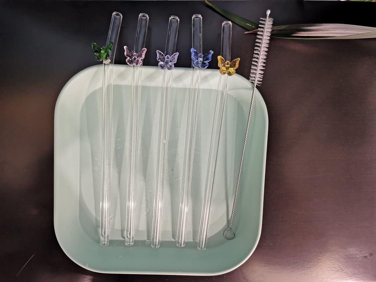 5pcs Reusable Glass Straws Clear Glass Straws Designer Glass Straws Decorative Drinking Straws Shatterproof Curved Straws for Cocktails Juices Milkshakes etc/469