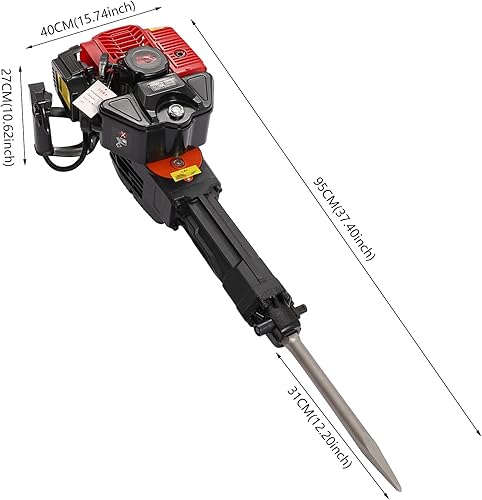 Miniatura 3 de YUNLAIGOTOP Taladro de pala de plantación de 2 tiempos de 52 cc, excavadora portátil 3 en 1, excavadora de mano con bajo ruido y refrigerada por