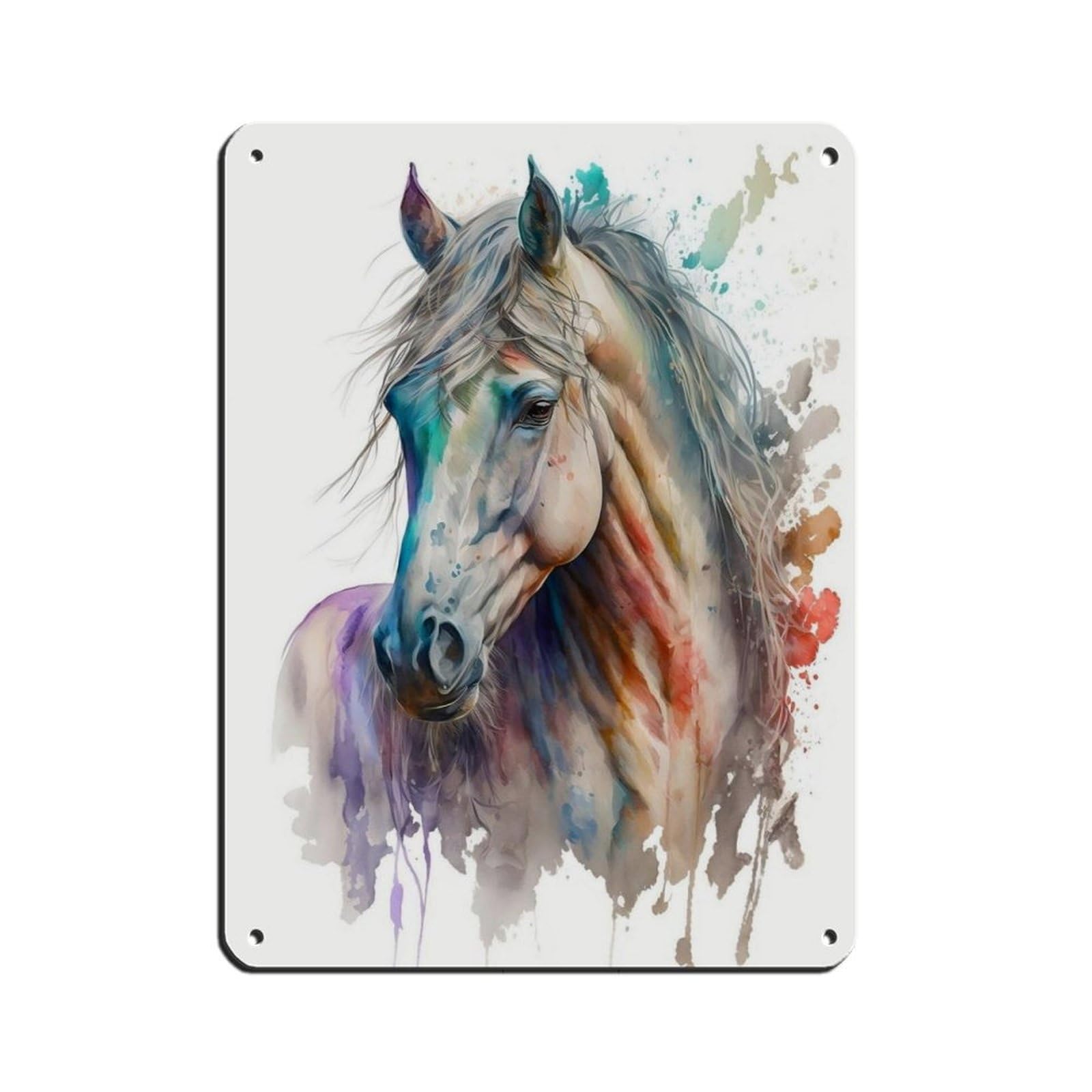 Watercolor Horse, Art Poster Tin Sign Vintage Metal Pub Club Cafe Bar Home Wall Art Decoration Poster Retro 12x16inch(30x40cm)