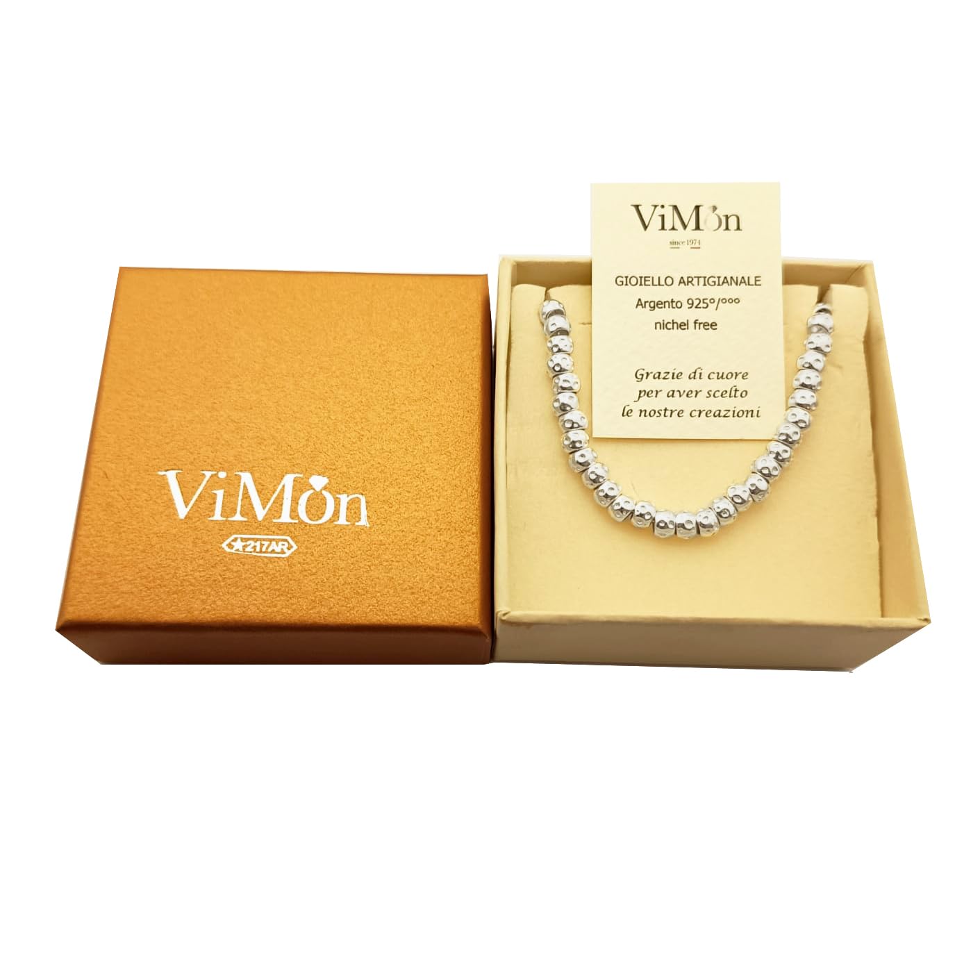 Bracciale uomo donna unisex,in ARGENTO 925 con granelli pepite martellate, realizzato su misura, completo di scatola regalo e panno per pulizia gioielli