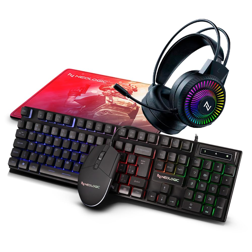 KIT GAMER NEOLOGIC 4X1 INFINITY PLAY TECLADO RAINBOW, MOUSE