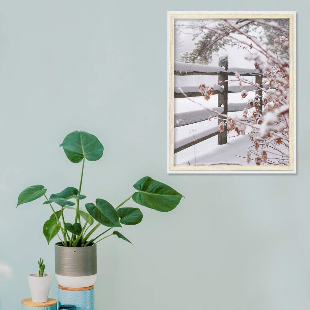 Frametory, Picture Frame Deep Split Color Molding - Sawtooth Hanger for Wall Display - Vertical or Horizontal Display - Layered Look Design - Artwork, Prints (White/Natural, 11x14 Frame)