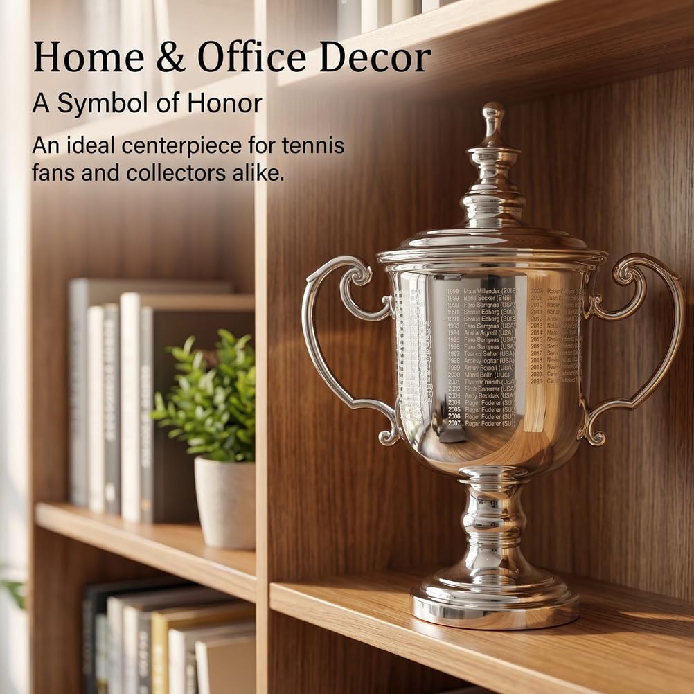 US Open Tennis-Trophäe Replik, Grand-Slam-Stil Sammlerpokal aus Harz für Tennisfans, Sportmemorabilia Geschenk, Deko für Zuhause, Büro und Club