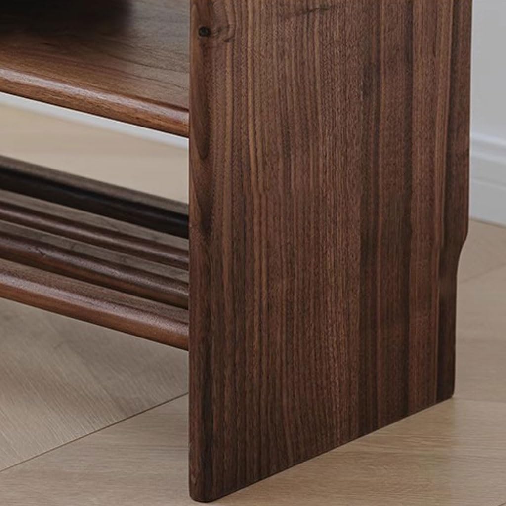 Foot Stools Ottoman Shoe Bench Shoe Changing Stool for Home Entrance Black Walnut Solid Wood Entrance Shoe Rack Can Sit and Wear Shoes Stool Shoe Changing Stool(Color:A)
