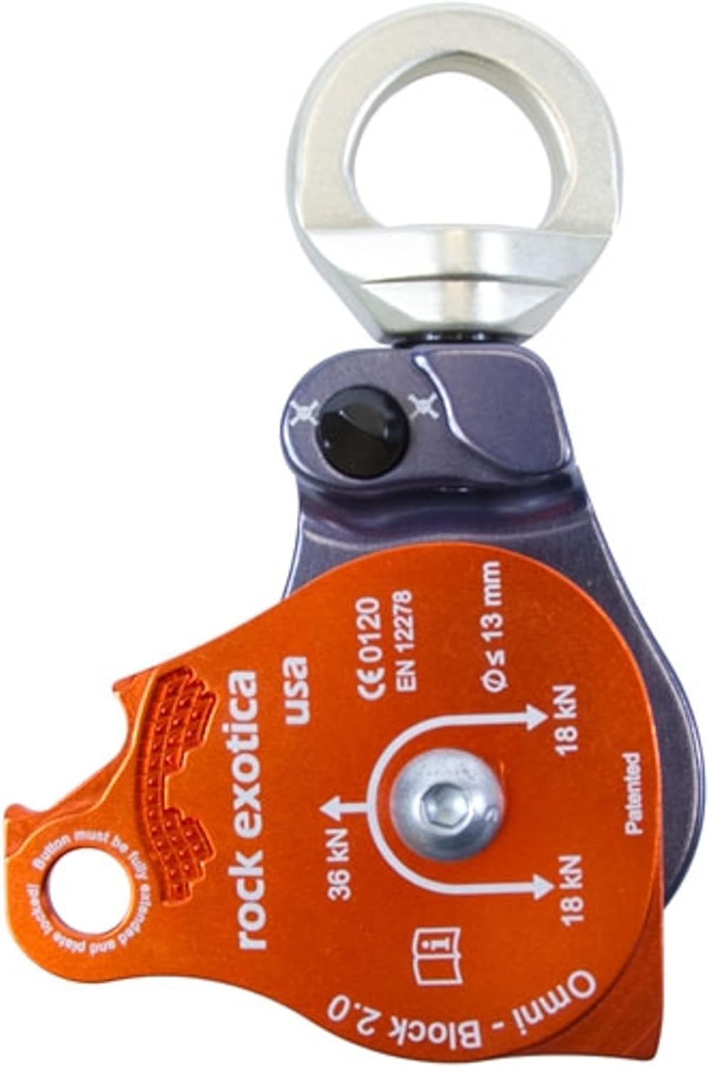 Rock Exotica Omni-Block Swivel Pulley – High-Strength Swivel Pulley with Sideplate Access for Rigging – Made in The USA