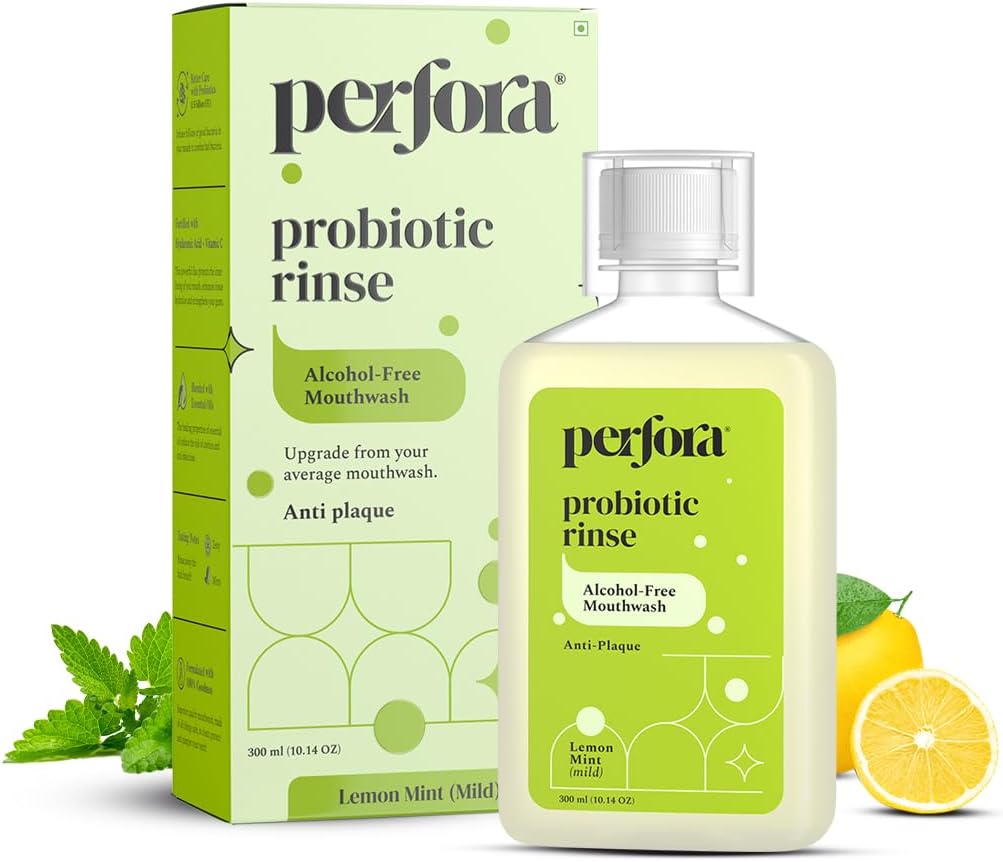 Mint Mouthwash | Vitamin C Mouth Freshener for Dental Hygiene & Fresh Breath | No Artificial Flavors & Colors | Alcohol Free Mouth Wash | (300 ml (Pack of 1), Lemon)