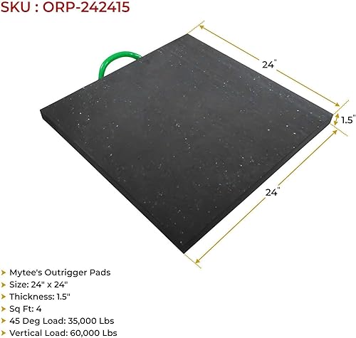 Miniatura 49 de Mytee Products Paquete de 4 almohadillas de refuerzo medianas de 24 x 24 pulgadas y 1.5 pulgadas, color negro para grúa, camión de auxilio, remolque