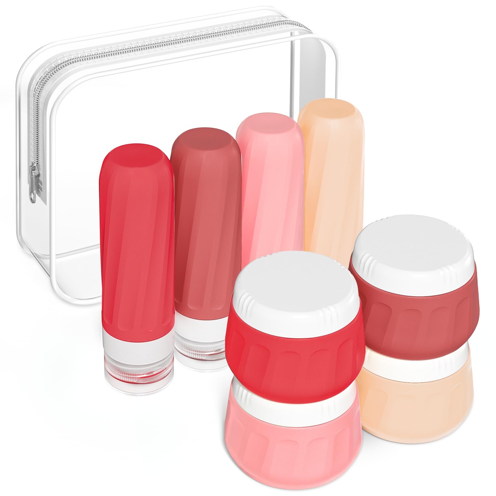 Photo 1 of ** missing several pieces**
Mrsdry Travel Size Toiletries 8 Pack, TSA Approved 3oz Silicone Squeeze Bottles & Cream Jars with Clear Travel Bag