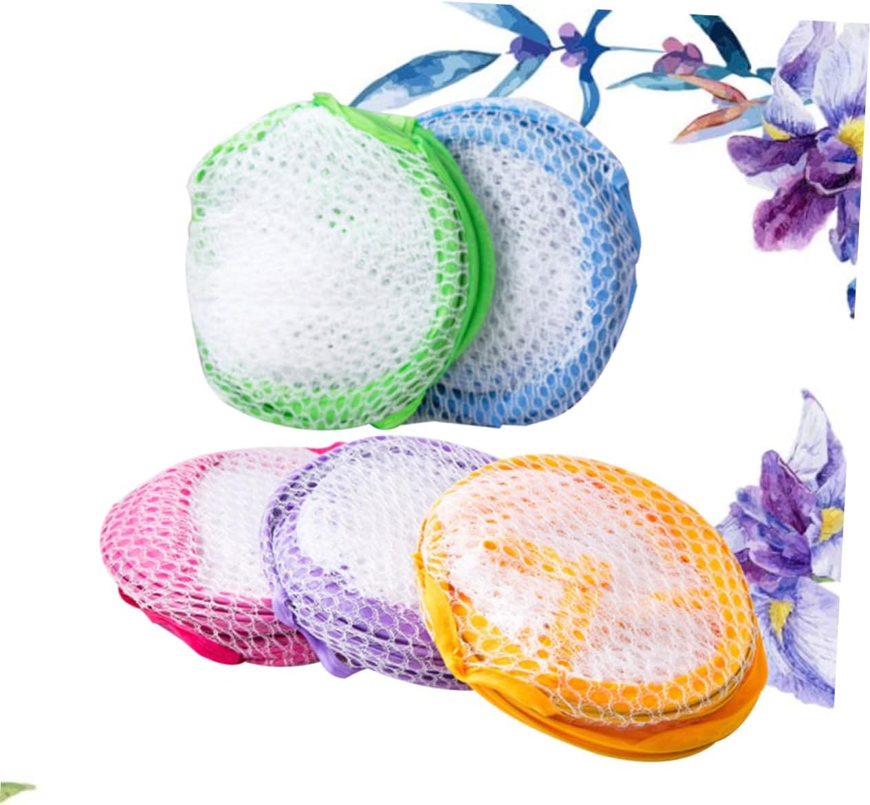 5pcs Folding Mesh Laundry Basket Nylon Collapsible Hamper with Handles for Bedroom Bathroom Dorm Storage and Organizing Clothes Random Color