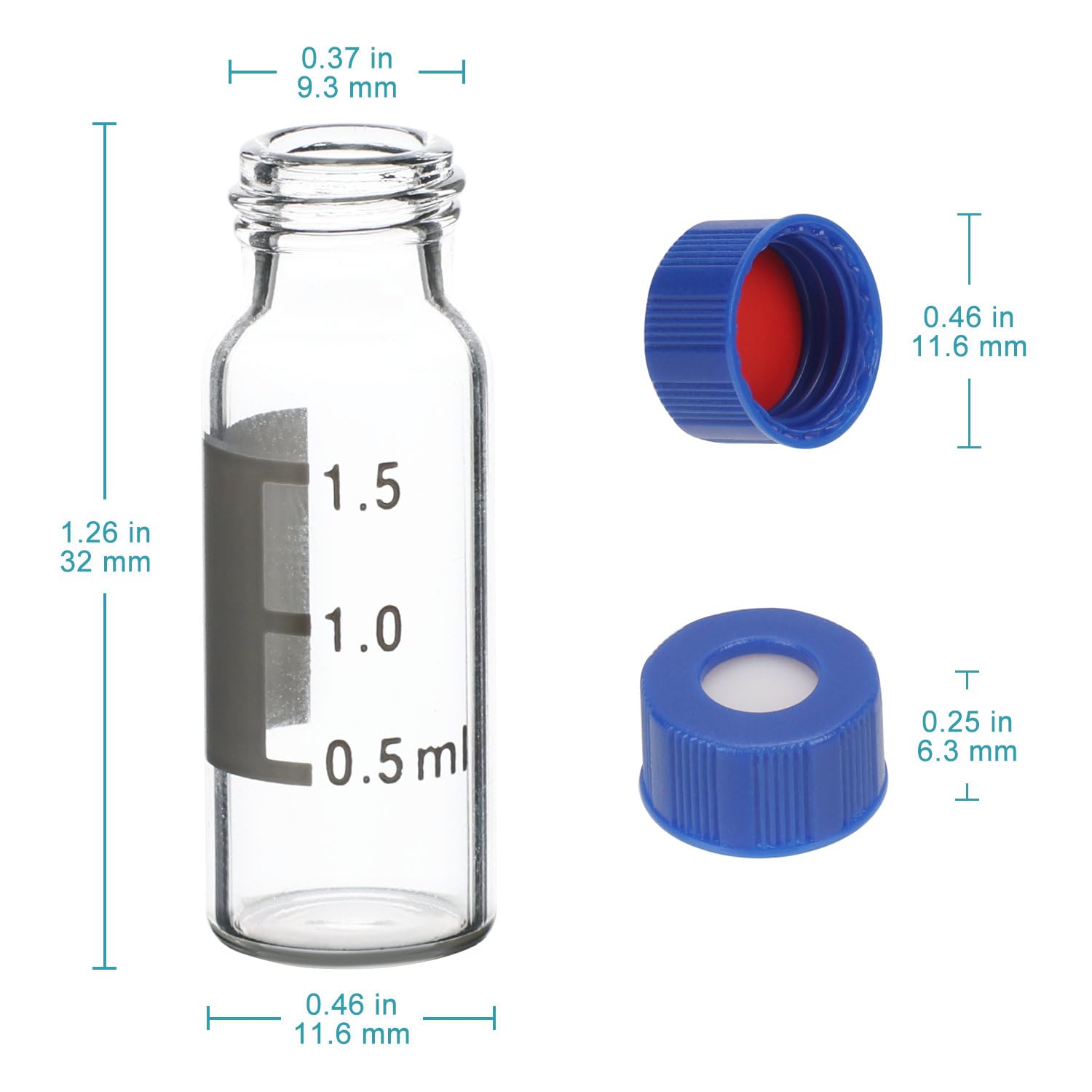 stonylab Autosampler Vials, Chromatographie Probenvials für Gas-oder Flüssigkeitschromatographie Probenkopf-Vials mit Kapillar-Einlagen, 100er Packung, Transparent, 1.5 ml
