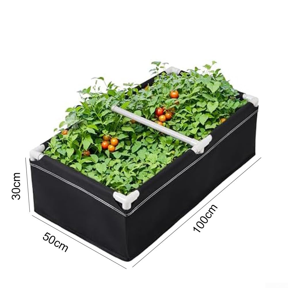 Minhe Cama de jardín elevada de tela no tejida, bolsa de cultivo portátil para verduras, hierbas y uso al aire libre (100 x 50 x 30 cm)