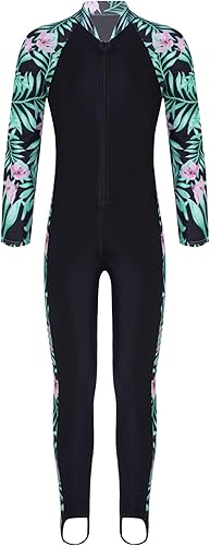 YEAHDOR Traje de baño unisex de una pieza de manga larga con cremallera para niños y niñas, camisetas de protección UPF 50+