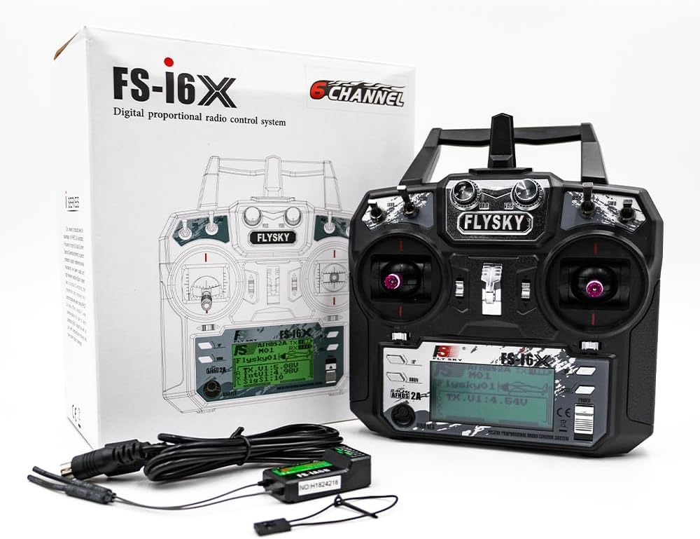 Flysky FS-i6X 10CH 2.4GHz RC Transmitter Controller with iA6B 6CH Receiver for Fixed-Wing, Glider, Helicopter, and RC Boat