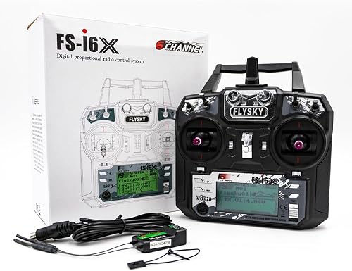 Flysky FS-i6X 10CH 2.4GHz RC Transmitter Controller with iA6B 6CH Receiver for Fixed-Wing, Glider, Helicopter, and RC Boat