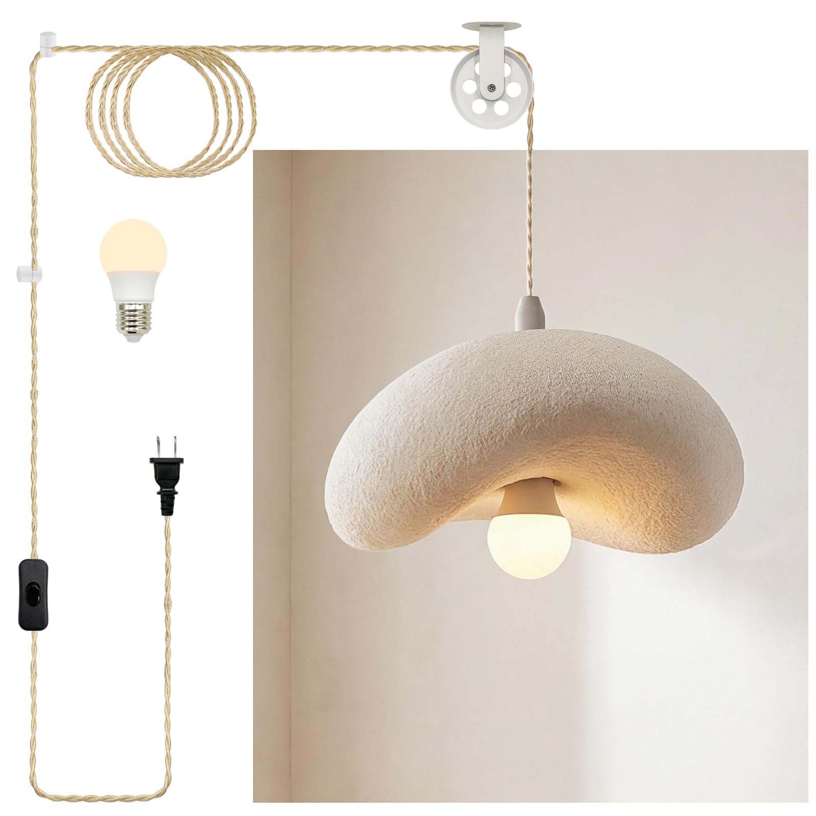 MODIVO Wabi-Sabi Plug-in Pendant Light for Dining Room Kitchen