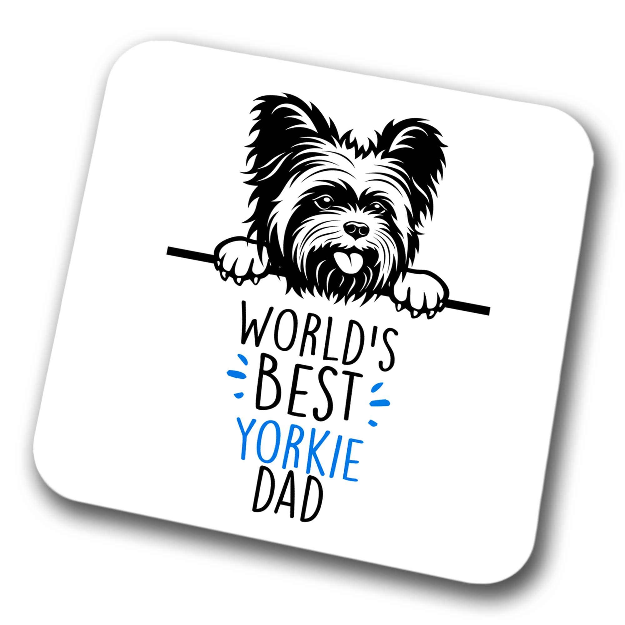 Faithful Prints Boys Yorkie World's Best Dad Coaster Dog Dad Yorkshire Terrier Dad Friend Funny Gift For Birthday Christmas, Yorkie Coaster