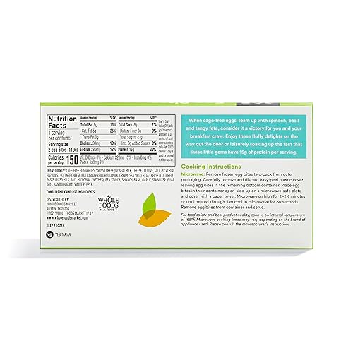 Miniatura 2 de 365 By Whole Foods Market, Bocaditos de clara de huevo, espinacas y albahaca feta, Sous Vide, 4.2 onzas