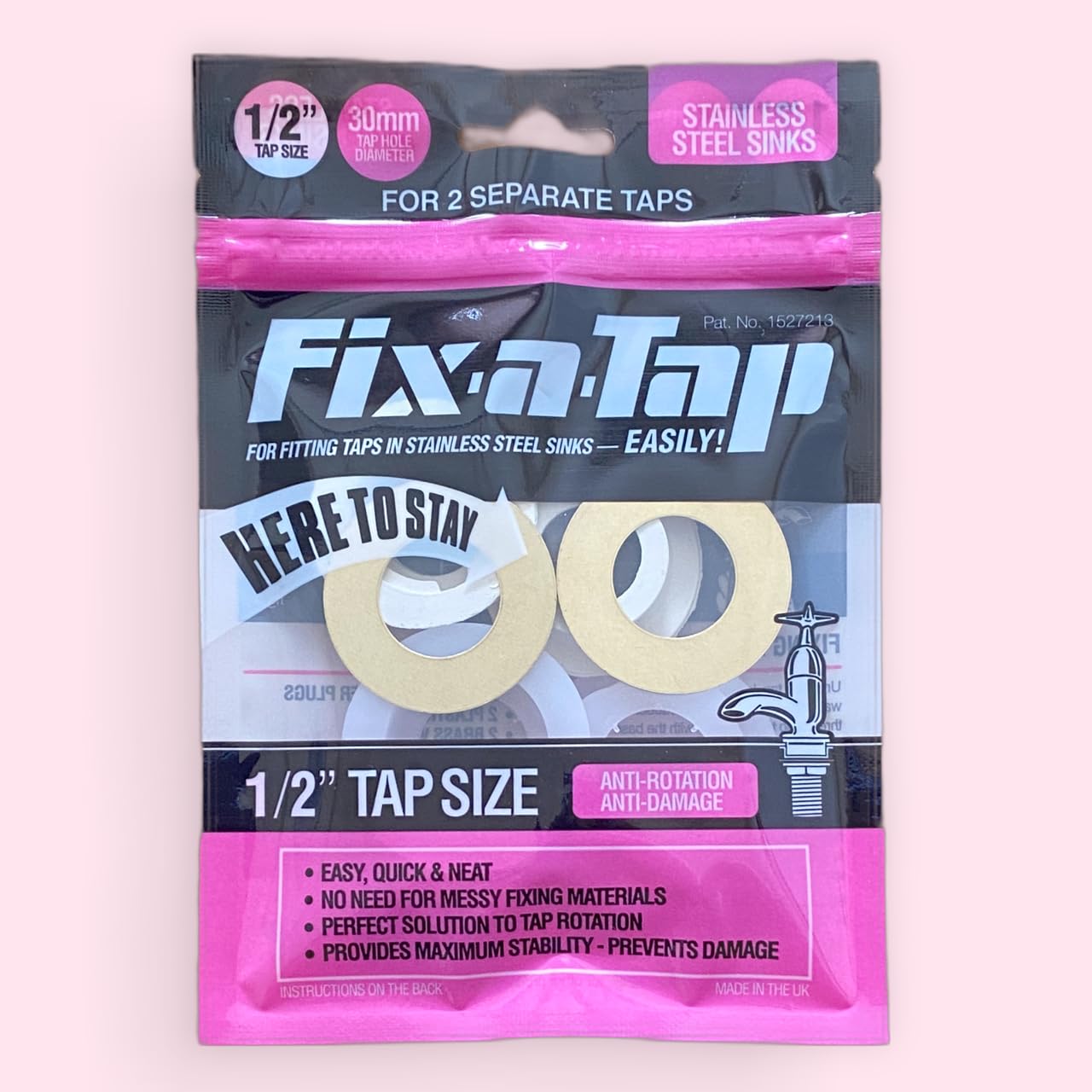 Essex Fix-a-Tap Kit PINK - 1/2" (30mm) - Stainless Steel Sinks