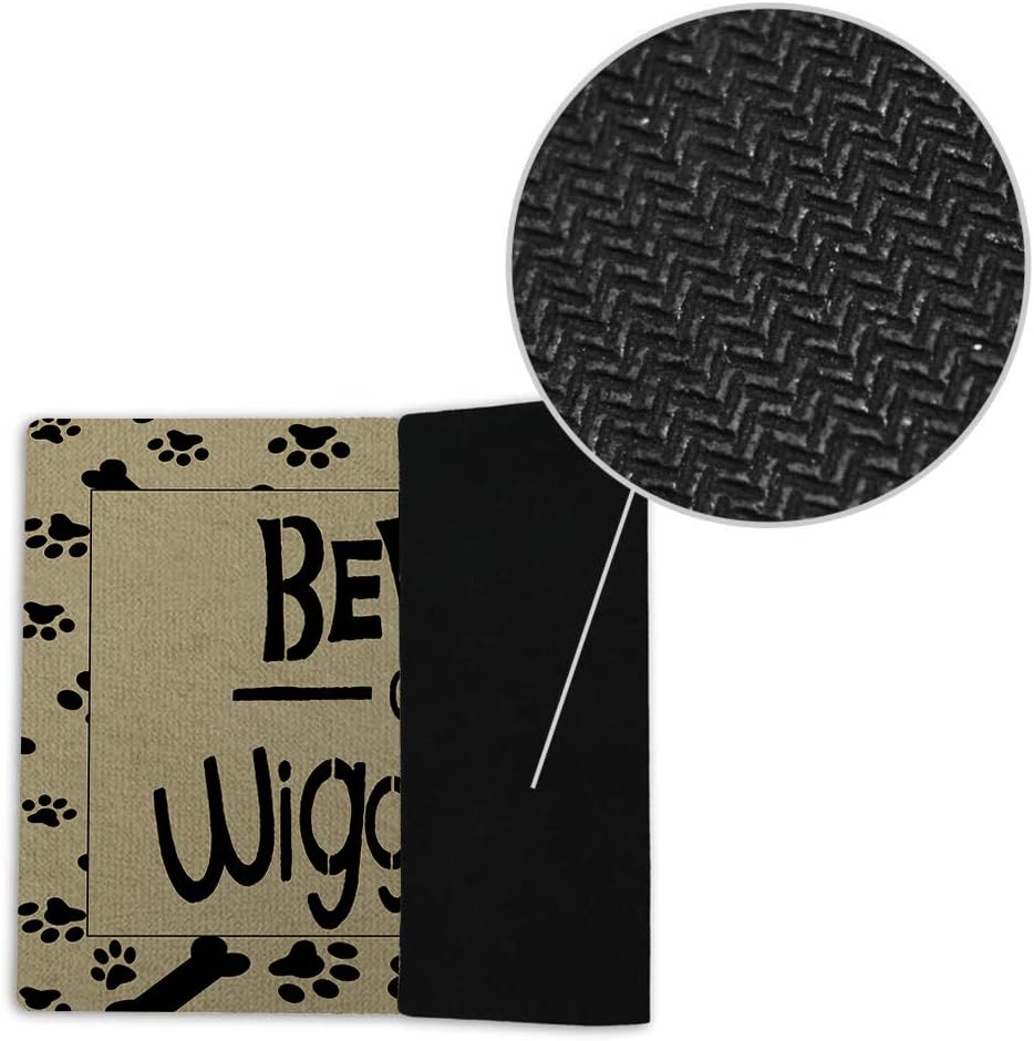 Funny Door Mat Non-Slip Back Rubber Entry Way Doormat Outside | Beware of Wigglebutts | Standard Outdoor Welcome Mat | Patio Office Home Indoor | Non-Woven Fabric 18 Inch x 30 Inch