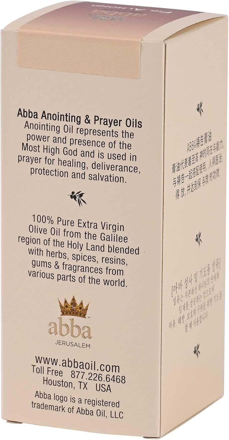 Dicksons Abba Jerusalem Anointing Prayer Oil, Scented Biblical Oil for Prayer, Worship, Home Devotion and Blessing 4 Ounce Favor and Abundance Fig Almond