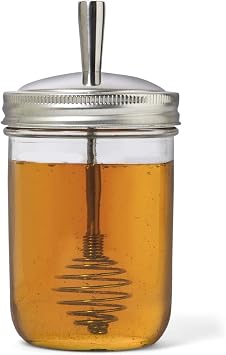 Jarware Honey Dipper, Wide Mouth, Silver