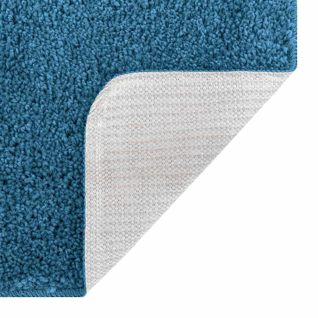 Rutschfeste Badmatte Blau 70 x 120 cm PP mit Latex-Rückseite für sicheren Stand, waschbar, schnelltrocknend, langlebig, geeignet für Bad, WC, Dusche, Gästebad und Fußbodenheizung