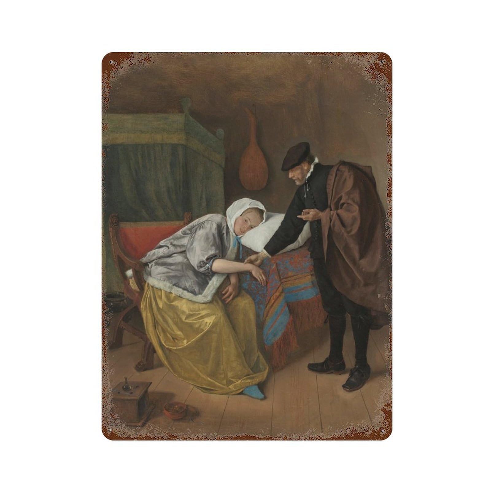 Decorative Tin Sign with Doctor Examining Patient Design 15.7"x11.8", for Garage, Bar And Workshop Decor, Farmhouse Wall Decor