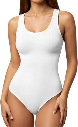 YOGINGO Womens Scoop Neck Sleeveless Bodysuits Backless Tank Top Body Suits for Womens Sexy Bodysuit Tops Leotards
