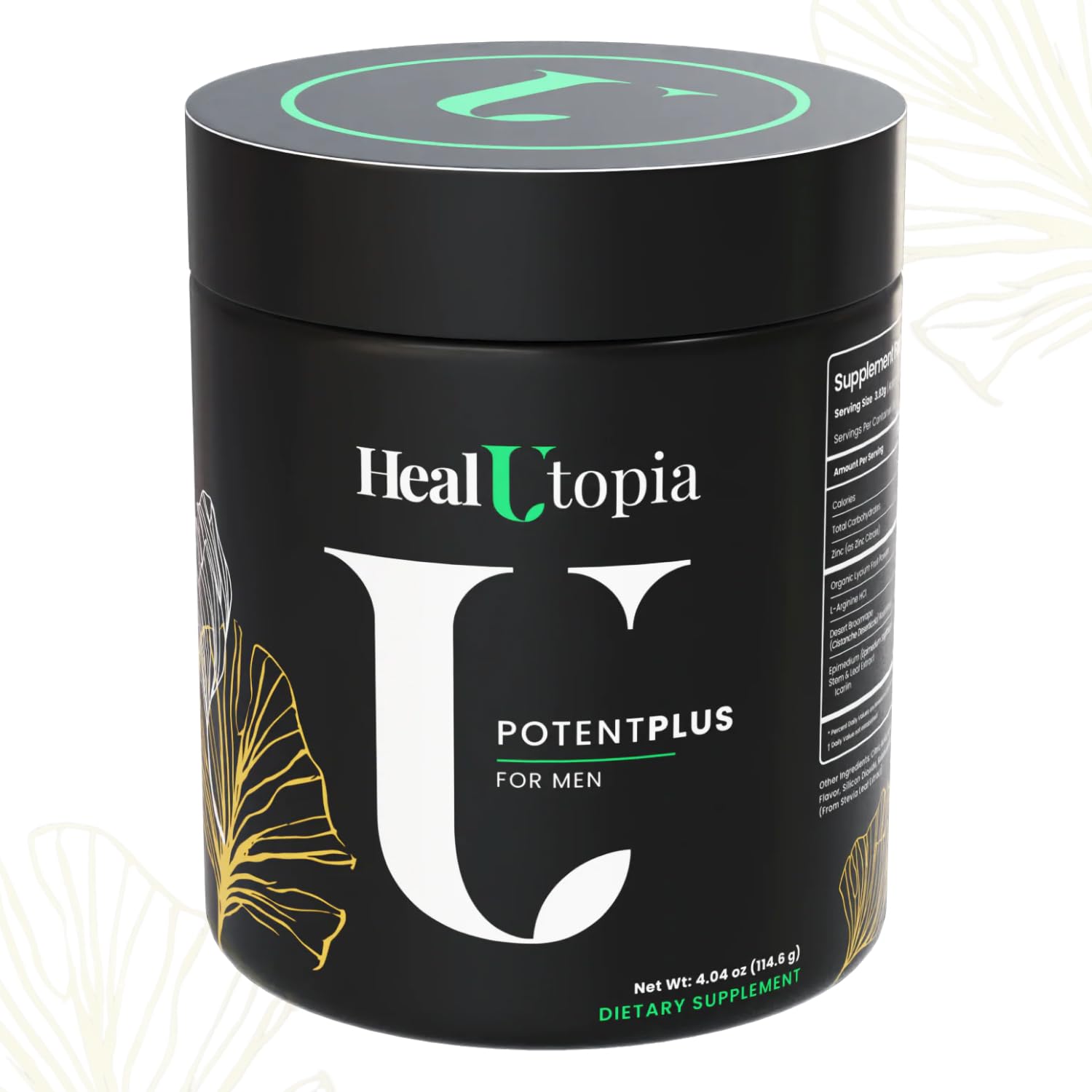 HealUtopia Suplemento para Energia em Pó com Arginina, Extrato de Cistanche, Goji, Horny Goat Weed e Zinco — 30 porções