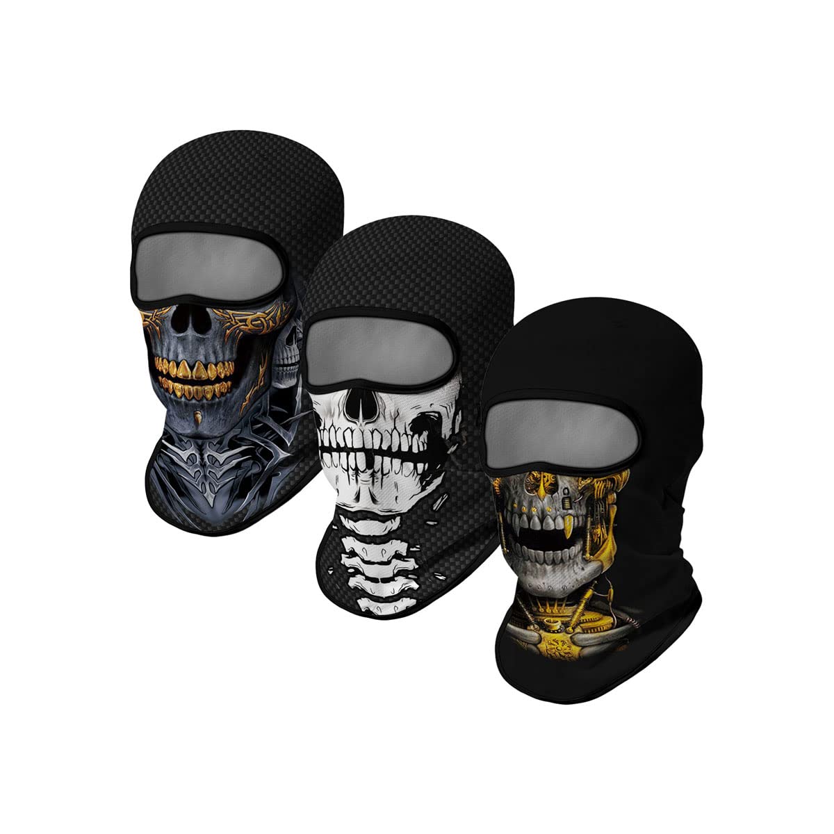 3PCS Balaclava Ski Mask Motorcycle Full Face Mask Outdoor Tactical Hood Headwear Mask Unisex for Cycling Halloween Windproof