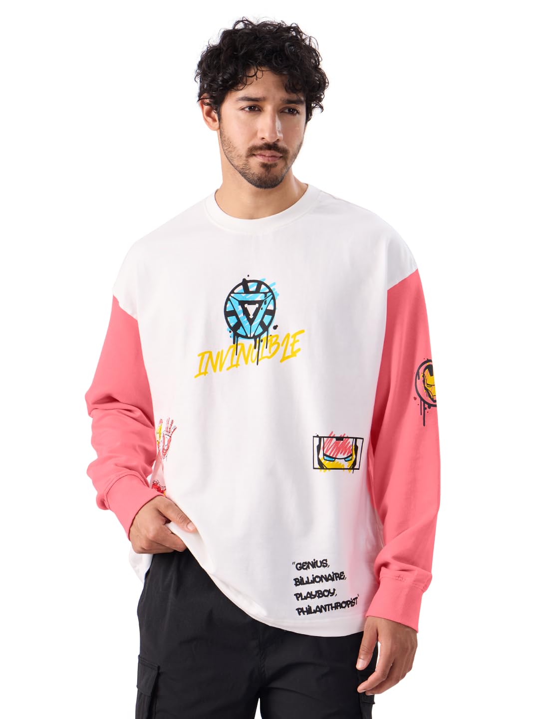 Official Iron-Man: Graffiti Round Neck 100% Cotton Graphic Print Oversized Fit Full Sleeve T-Shirts-image-39