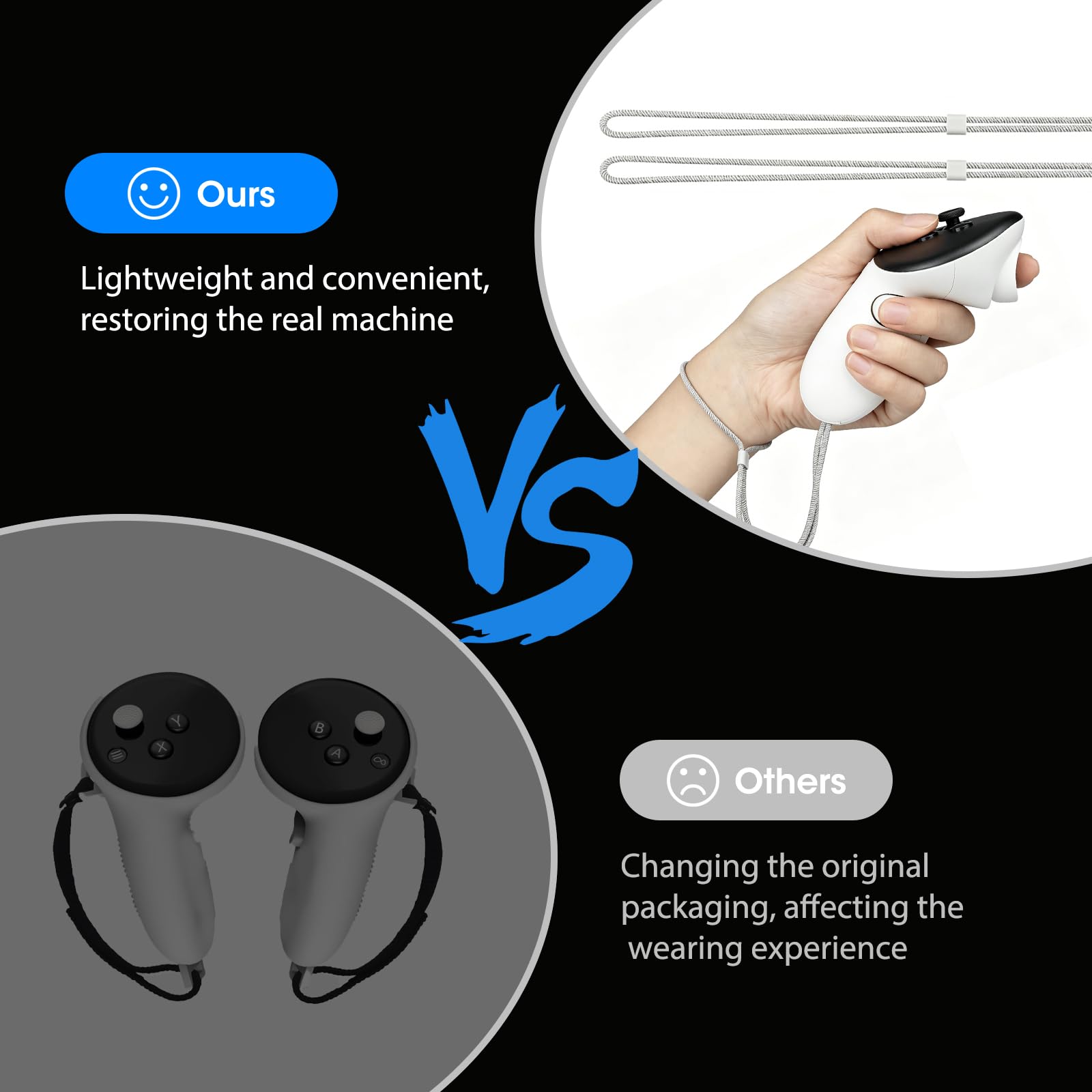2Pcs Controller for Oculus Meta Quest 3/3s, Adjustable Controller Wrist Straps Compatible with Meta Quest 3, Soft and Comfortable, Easy Install — view 4