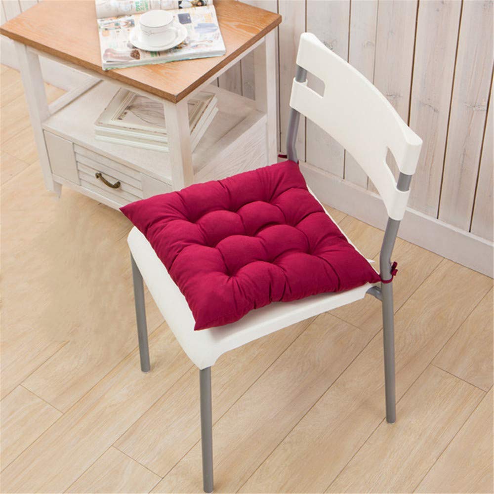 Coussin de chaise 40 x 40 cm lot de 4 coloris vin rouge avec attaches de fixation