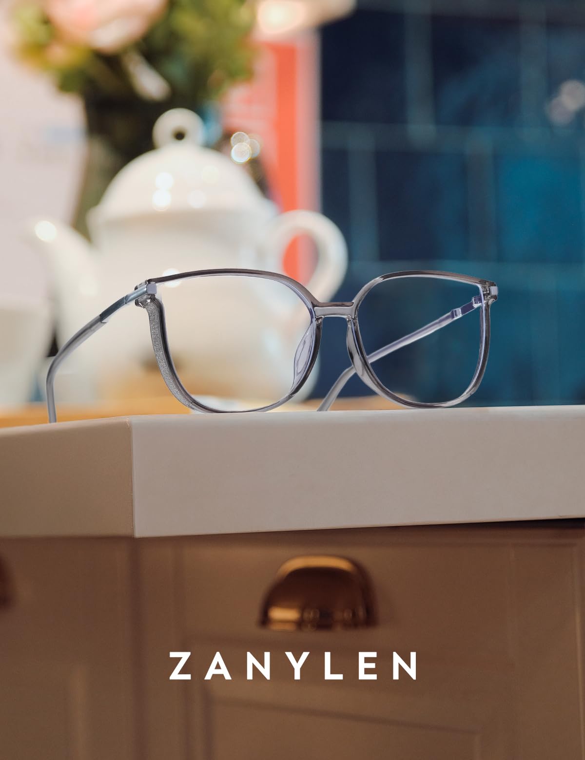 ZanyLen Vintage Cat-Eye okulary blokujące niebieskie światło dla kobiet, lekkie TR90 modne okulary